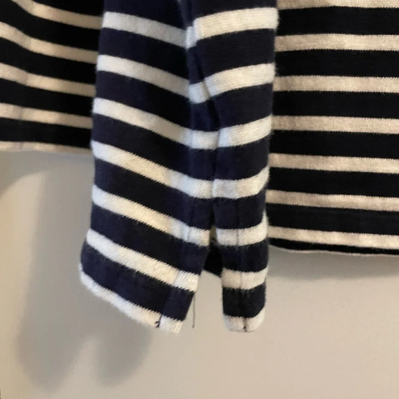 Talbots Black White Striped Embroidered Daisies Boat Neck 3/4 Sleeve Top Size XP - Picture 11 of 11